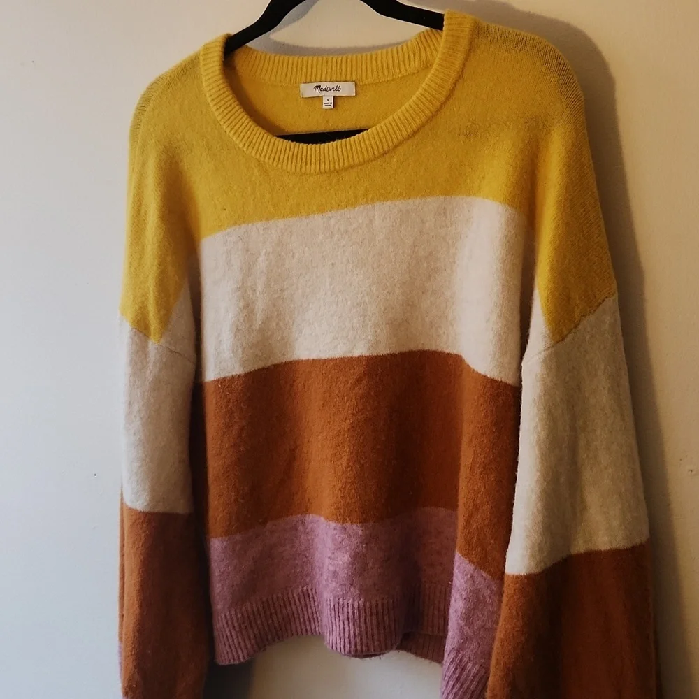 Madewell 'Gladwell' balloon sleeve fuzzy striped sweater - multicolor - Size S - Picture 3 of 10